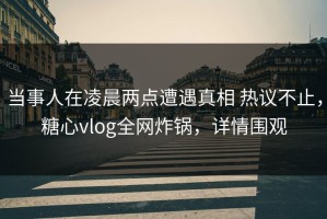 当事人在凌晨两点遭遇真相 热议不止，糖心vlog全网炸锅，详情围观