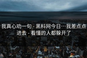 我真心劝一句 - 黑料网今日…我差点点进去 - 看懂的人都躲开了