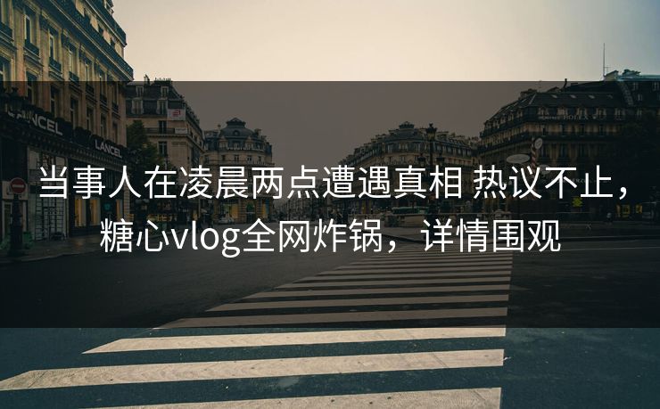 当事人在凌晨两点遭遇真相 热议不止，糖心vlog全网炸锅，详情围观